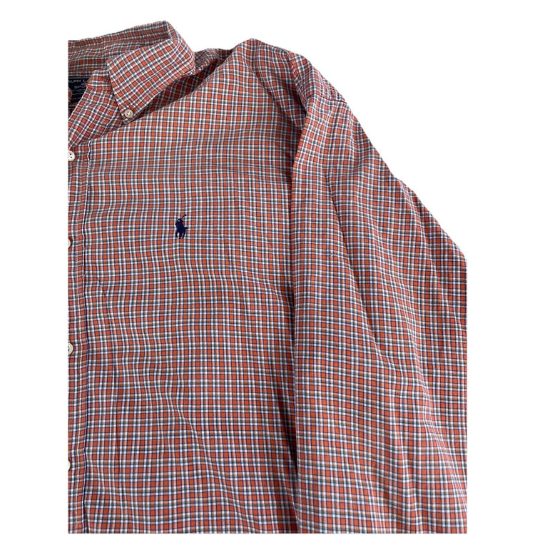 Mens Ralph Lauren Sport Orange Plaid Button Down Shirt Size XXL