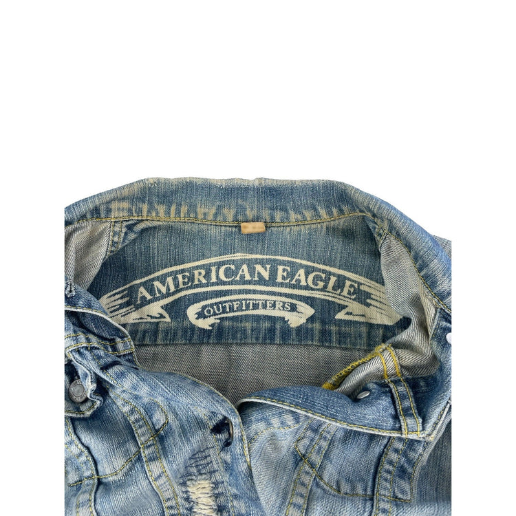 Women's American Eagle Outfitters Distressed Denim Jacket Blue Size S