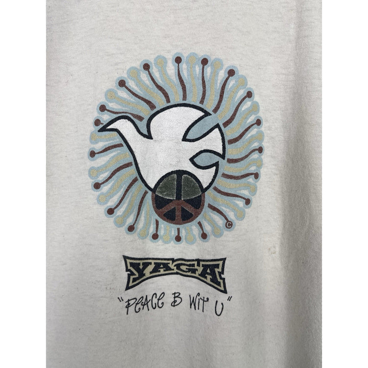 Vintage 90's Yaga peace Be With You TShirt Size Large Single Stitch Made In USA