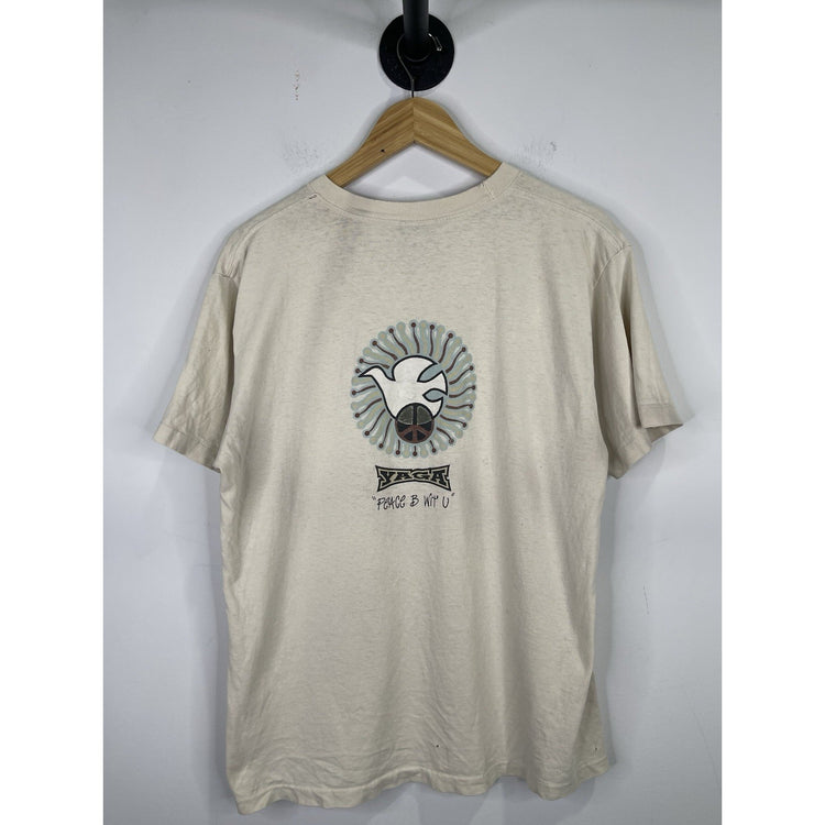 Vintage 90's Yaga peace Be With You TShirt Size Large Single Stitch Made In USA