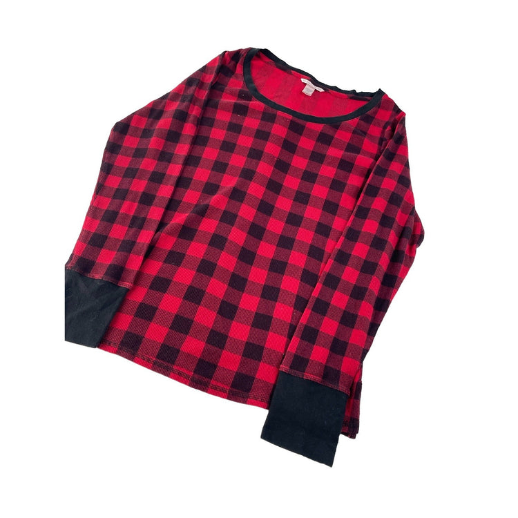 Womens Victorias Secret Black & Red Plaid Sleep Shirt Size XL
