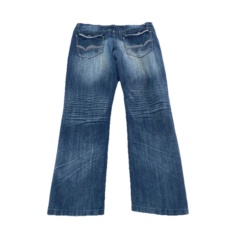 Mens Y2K Brooklyn Xpress Dark Blue Stright Fit Denim Jeans Size 36