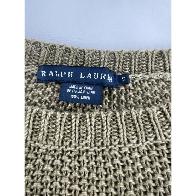 Womens 2010s Ralph Lauren Open Knit Linen Crewneck Sweater Size S