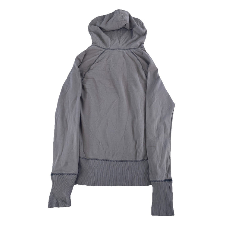 Womens Y2K Aeropostale Gray V Neck Hooded Sweater Size Medium