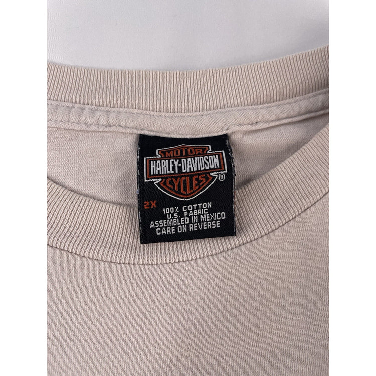 Mens Vintage Harley Davidson H-D White Graphic Tee Size 2xl