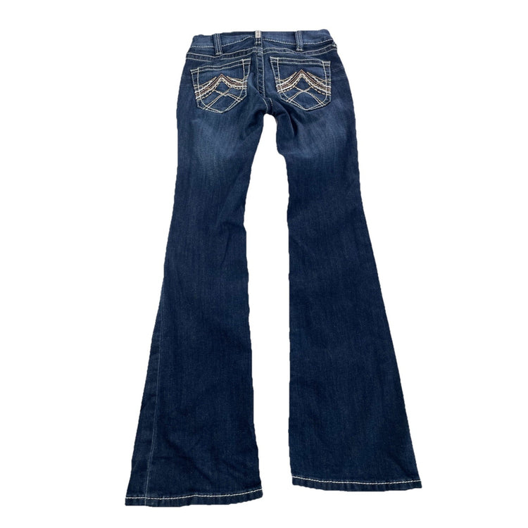 Womens Ariat REAL Denim Low Rise Bootcut Dark Wash Blue Jeans Size 25s