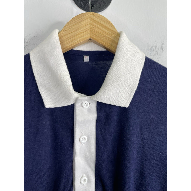 Adult Navy Blue Collared ‘Super Star Bar & Disco’ Thailand Shirt Sz L