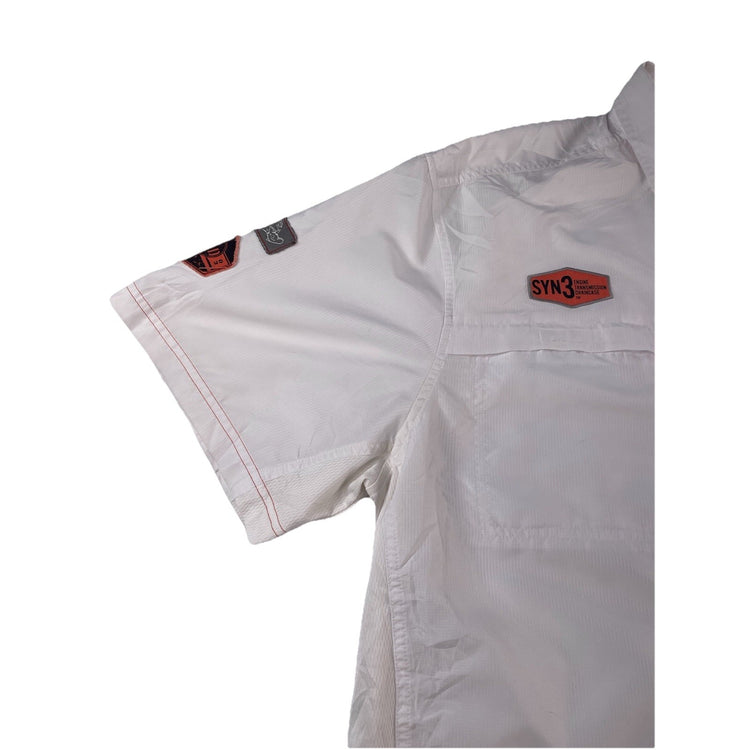 Mens Harley Davidson Racing White Button-Down SS Shirt Size L
