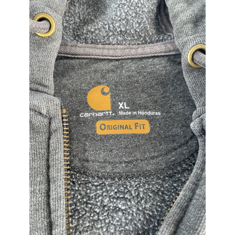 Mens Carhartt Basic Dark Gray Full Zip Hooded Jacket Size Xl