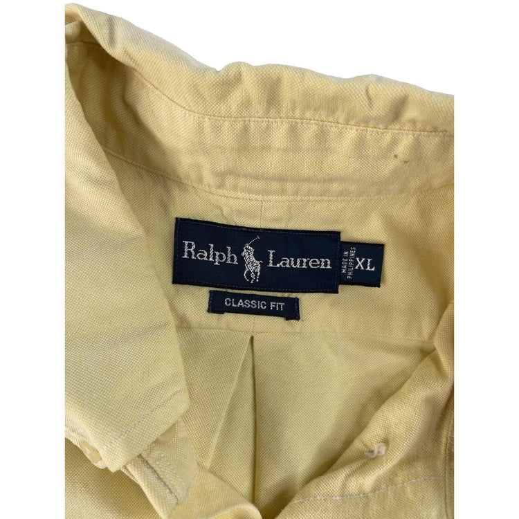 Mens Polo Ralph Lauren Yellow Classic Fit Button Down Shirt Size XL