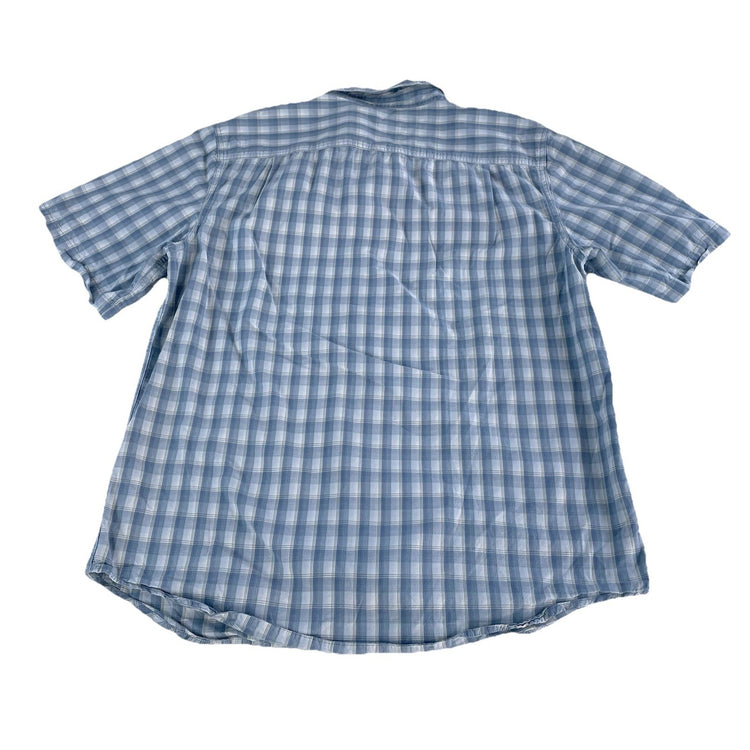 Mens Carhartt Classic Plaid Blue & White Button-Up Shirt Size L