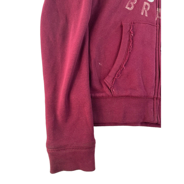 Women's Aeropostale Maroon Zip-Up Hoodie with Faux Fur Hood Size M