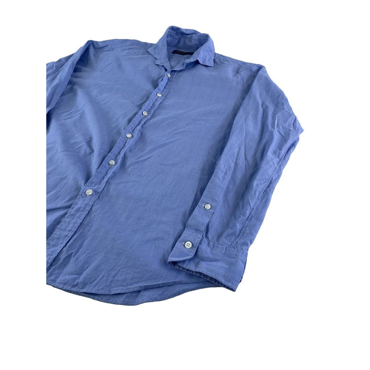 Mens Polo Ralph Lauren Classic Blue & White ButtonUp Shirt Plaid Size Large