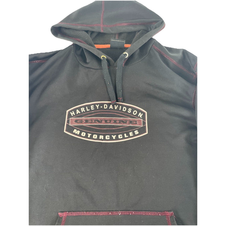 Womens Harley Davidson Motorcycle Black Purple Stitch Pullover Hoodie Size L