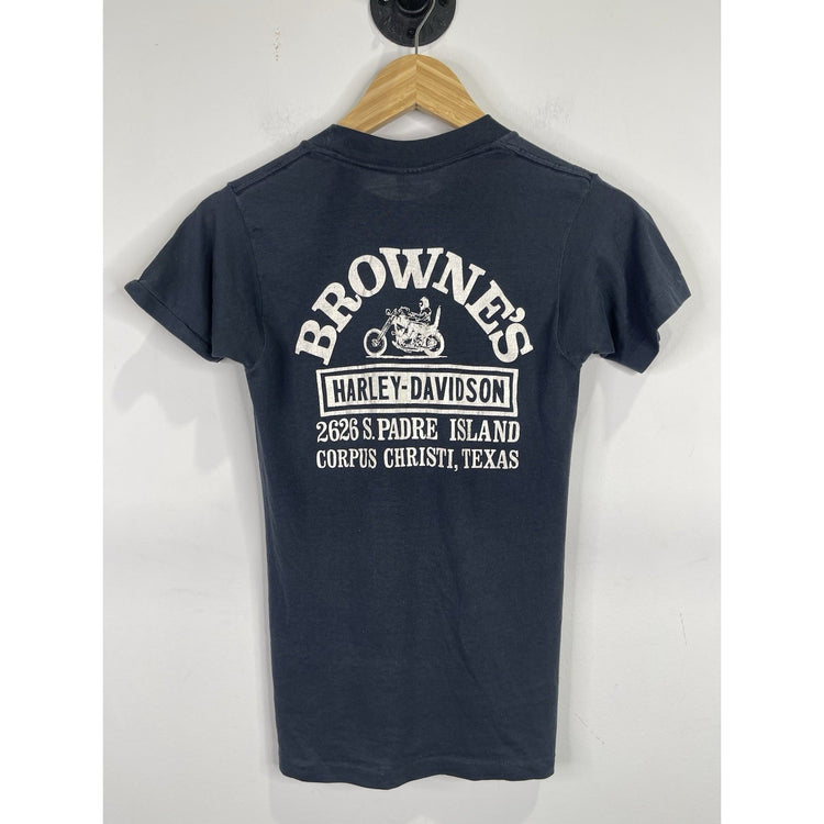 Men’s Vintage 80s “Wild & Free” 3D Emblem Harley-Davidson T Shirt Sz Small