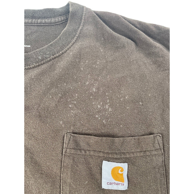 Mens Carhartt Brown Distressed Pocket Shirt Size L