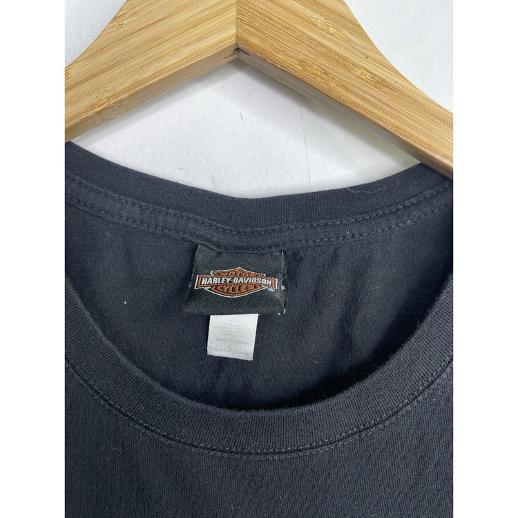 Women's Black Y2K 2021 Harley Davidson Short Sleeve T-Shirt Sz L