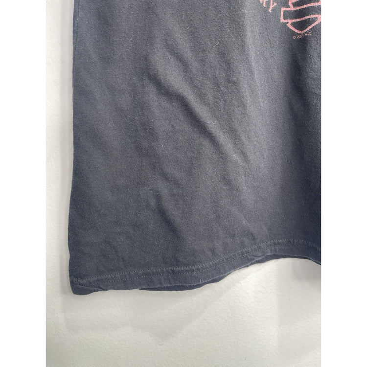 Women's Black Y2K 2021 Harley Davidson Short Sleeve T-Shirt Sz L