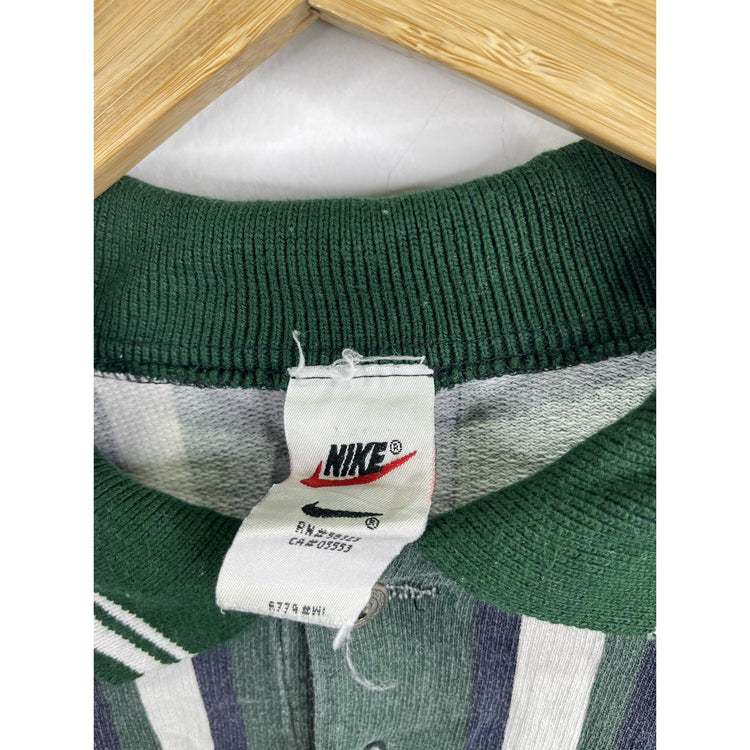 Men’s Nike Golf Dri-fit Polo Shirt Green Navy White Polyester Sz Large