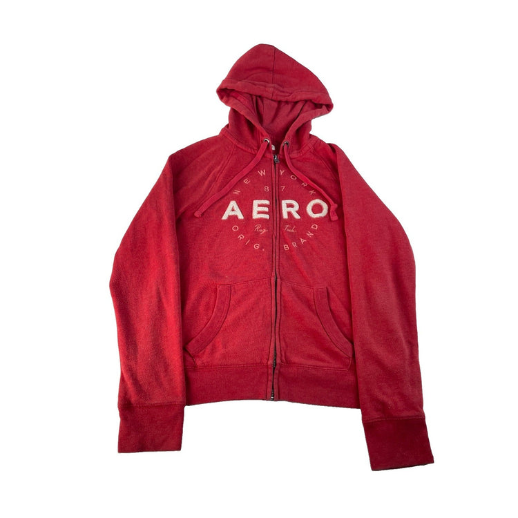 Womens Aeropostale Red Zip Up Hoodie Sweatshirt Size M