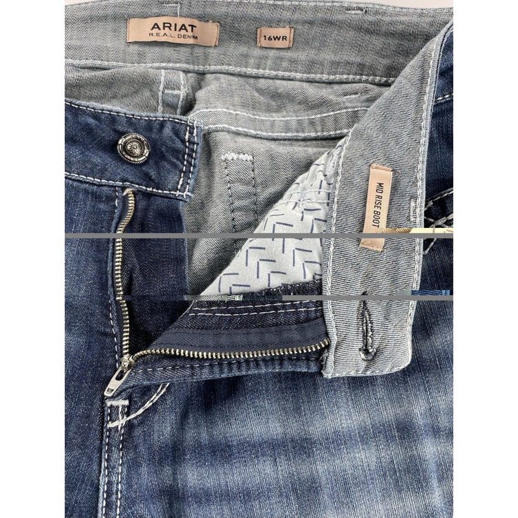 Womens ARIAT Mid-Rise Boot Dark Wash Blue Jeans Size 16WR