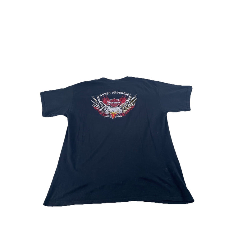 Mens Harley Davidson Black Bird Graphic “Nuevo Progreso” T-Shirt Size Xl