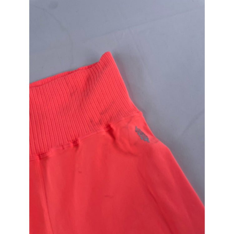Womens Free People FP Movement Neon Coral Pink Ribbed Leggings Size M/L