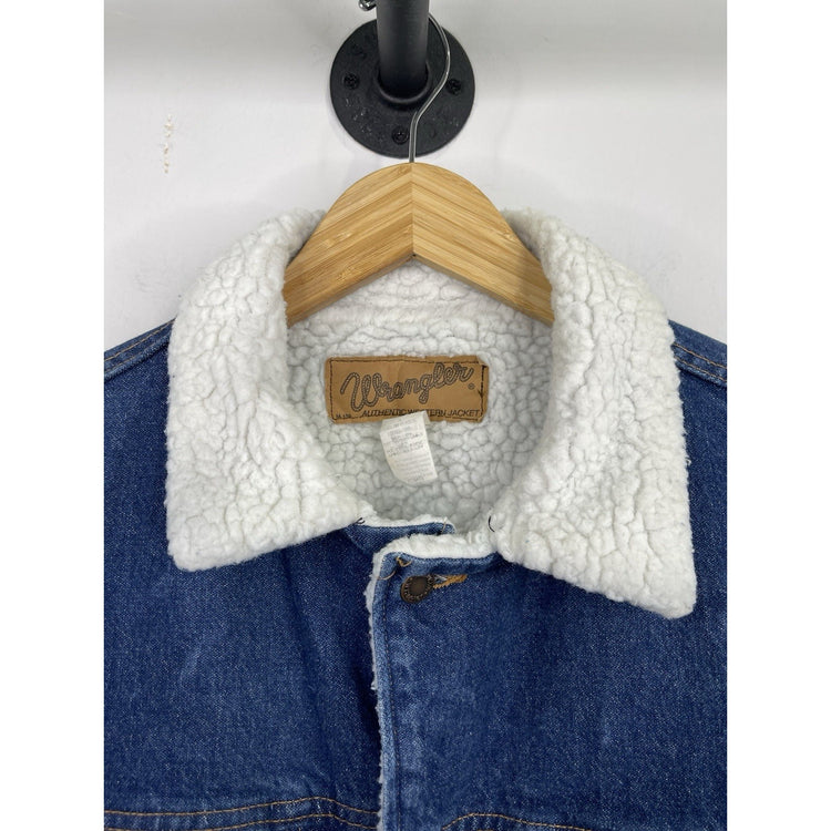 Vintage Wrangler Jacket Mens Size XL Blue Sherpa Lined Denim Trucker Western 90s
