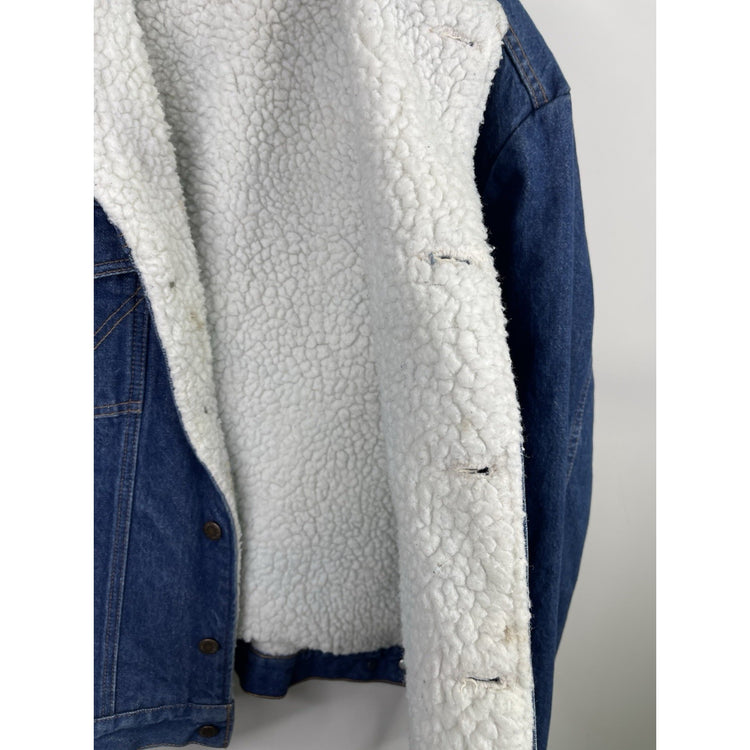 Vintage Wrangler Jacket Mens Size XL Blue Sherpa Lined Denim Trucker Western 90s