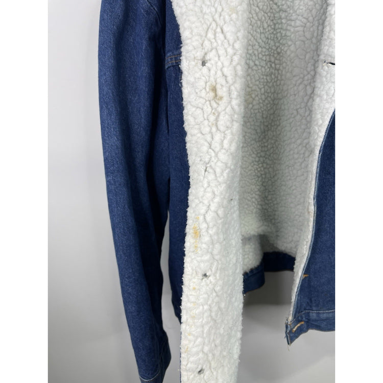 Vintage Wrangler Jacket Mens Size XL Blue Sherpa Lined Denim Trucker Western 90s