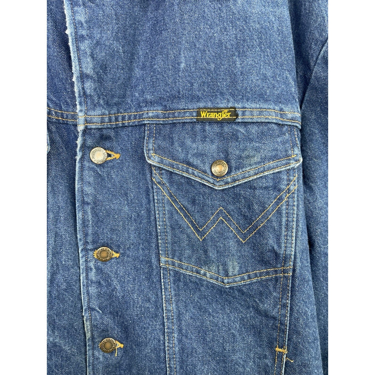 Vintage Wrangler Jacket Mens Size XL Blue Sherpa Lined Denim Trucker Western 90s