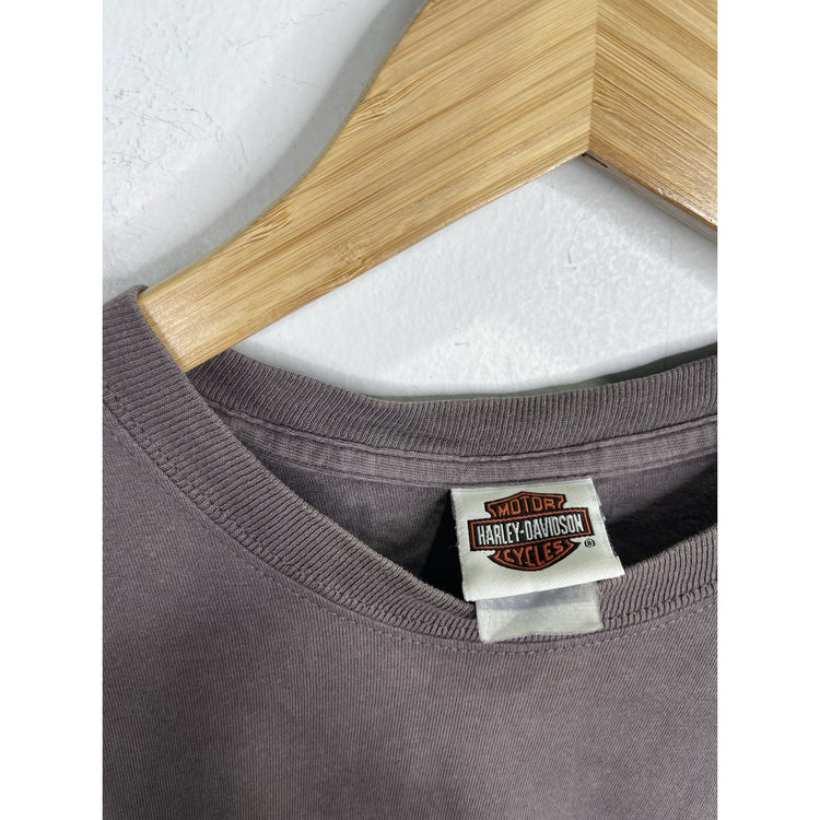 Men’s Vintage 2011 HD Harley Davidson Gray Double Sided Graphic T Shirt Sz M