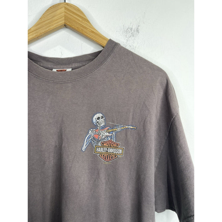 Men’s Vintage 2011 HD Harley Davidson Gray Double Sided Graphic T Shirt Sz M