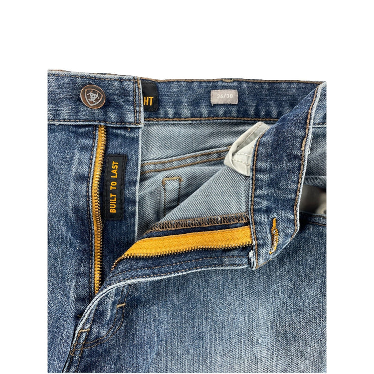 Mens Ariat REBAR M3 Loose Fit Straight Denim Blue Jeans Size 36x30