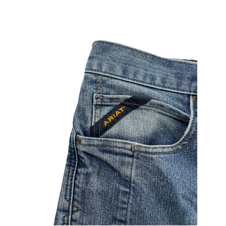 Mens Ariat REBAR M3 Loose Fit Straight Denim Blue Jeans Size 36x30