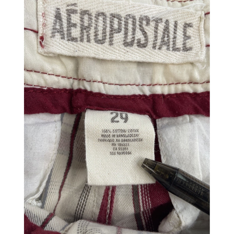 Men’s Areopostale Red Multicolor Plaid Shorts Size 29