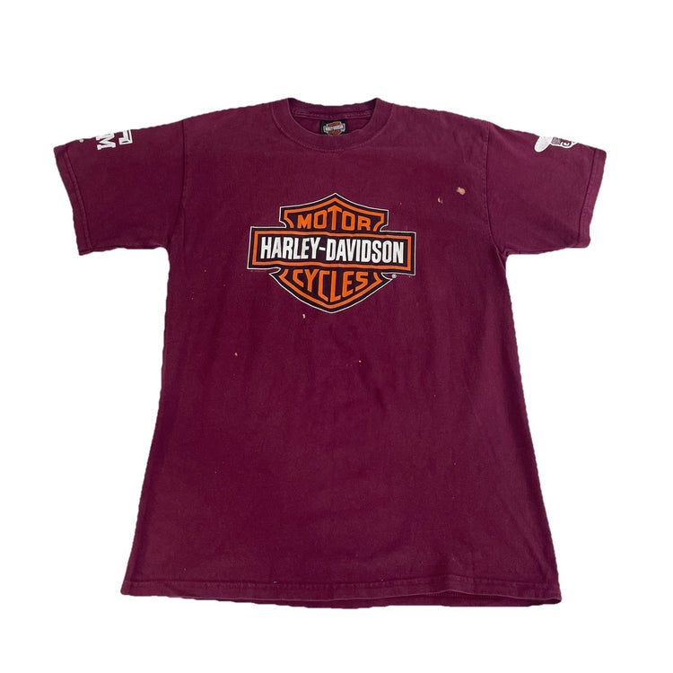 Mens Harley Davidson Burgundy Basic Texas A&M Graphic Tee Size M