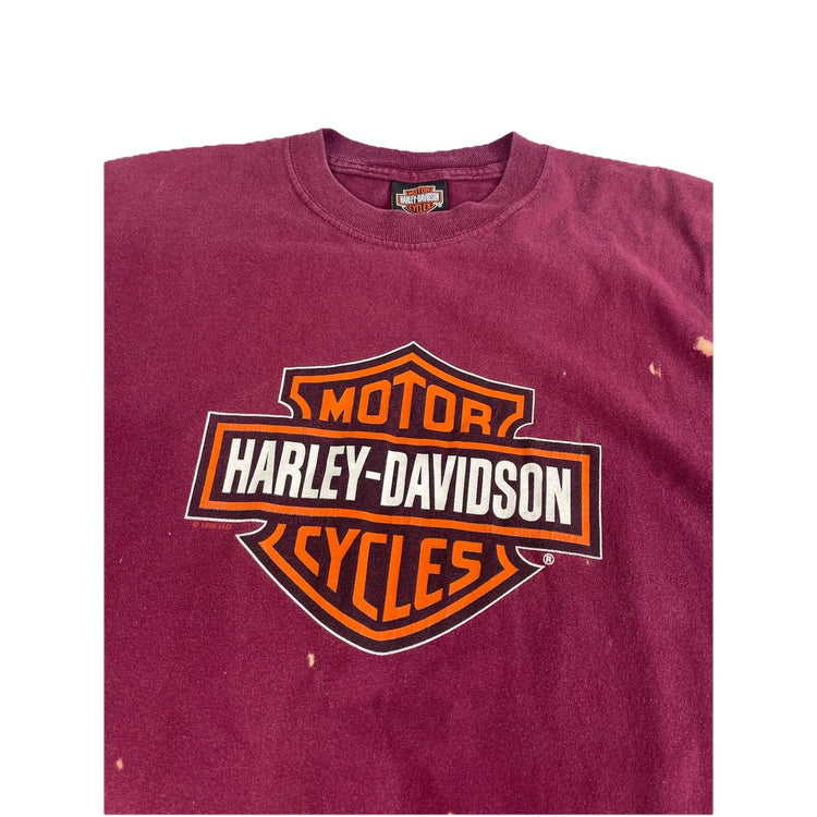 Mens Harley Davidson Burgundy Basic Texas A&M Graphic Tee Size M
