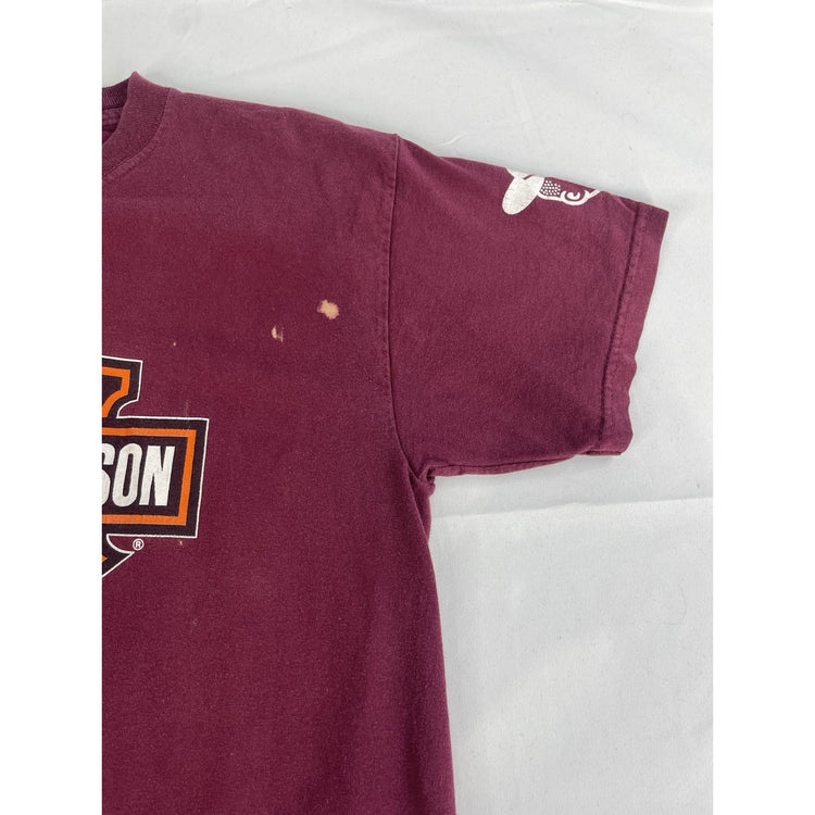 Mens Harley Davidson Burgundy Basic Texas A&M Graphic Tee Size M
