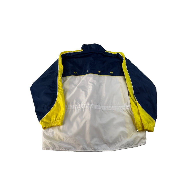 Nike Windbreaker Jacket Colorblock Full Zip Navy White Yellow Size M