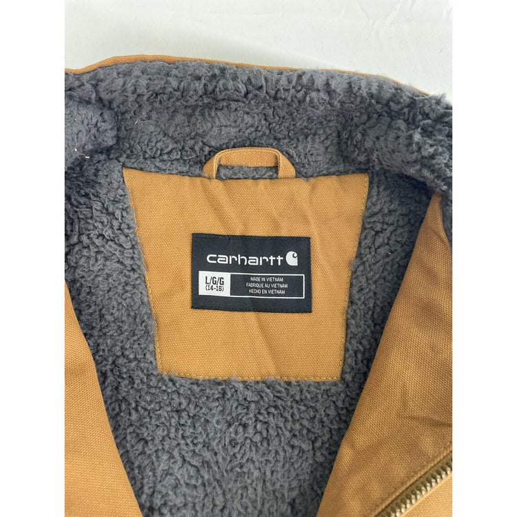 Womens Carhartt Tan Washed Duck Sherpa Lined Vest Size Large