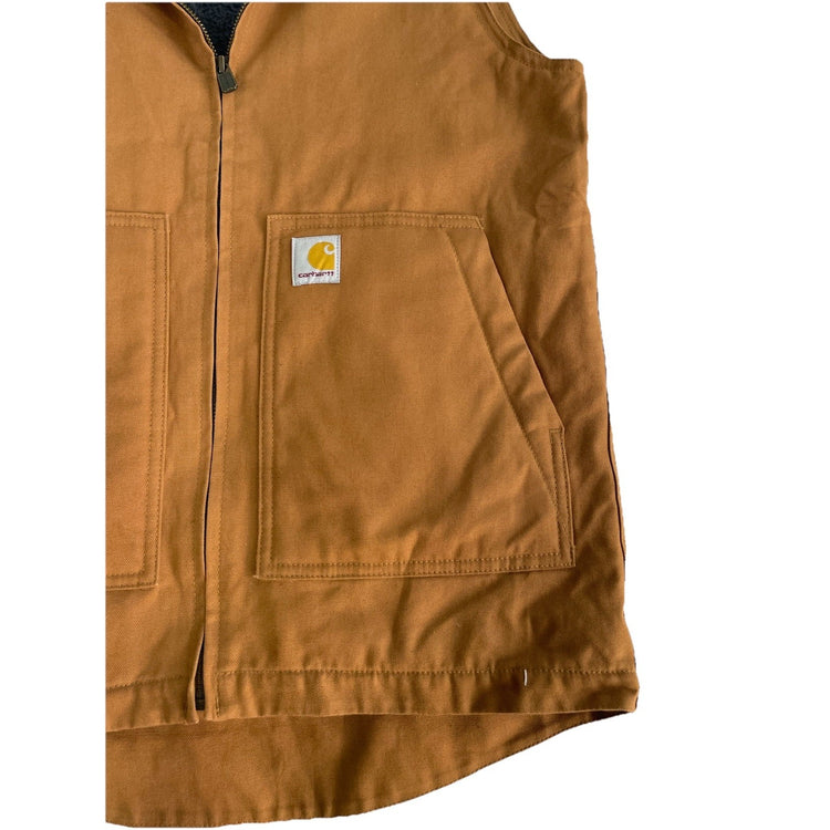 Womens Carhartt Tan Washed Duck Sherpa Lined Vest Size Large