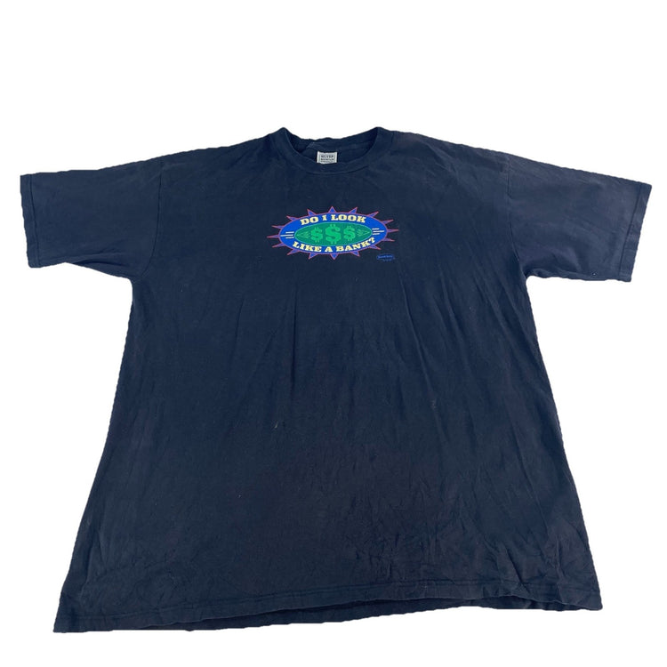 Mens Silver Mountain Sportswear Black Solid “Do I Look Like A Bank” Tee Size 2xl