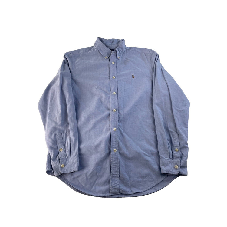 Mens Ralph Lauren Classic Fit Blue Button-Down Dress Shirt Size M