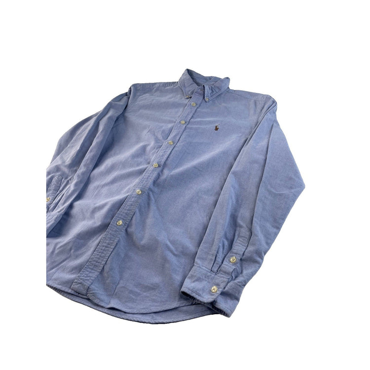 Mens Ralph Lauren Classic Fit Blue Button-Down Dress Shirt Size M
