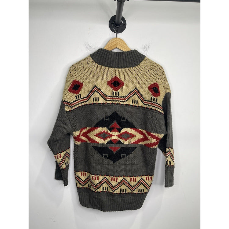 Adult VTG Obey 100% Acrylic Geometric Cardigan Zip Up Sz S