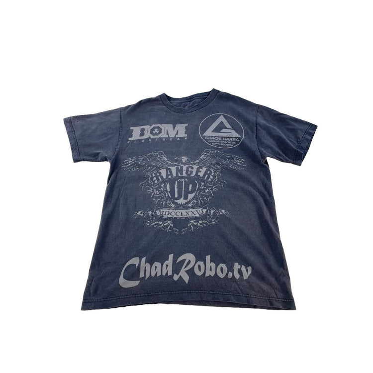 Mens Ranger Up Faded Charcoal Gray Gracie Barra BJJ MMA Fight Graphic Tee SIZE M