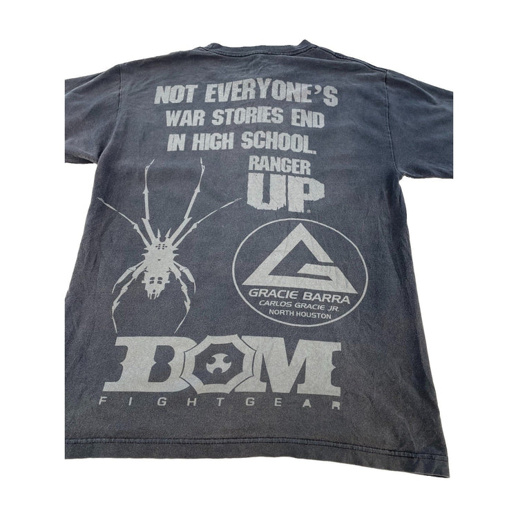 Mens Ranger Up Faded Charcoal Gray Gracie Barra BJJ MMA Fight Graphic Tee SIZE M