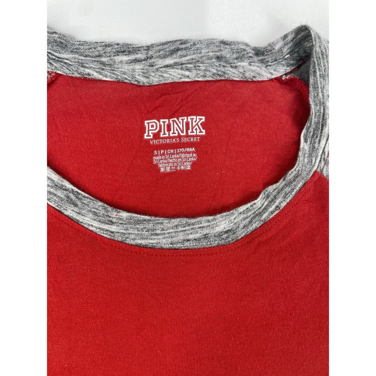 Womens Victoria’s Secret PINK Red & Grey Longsleeve Shirt Size Small