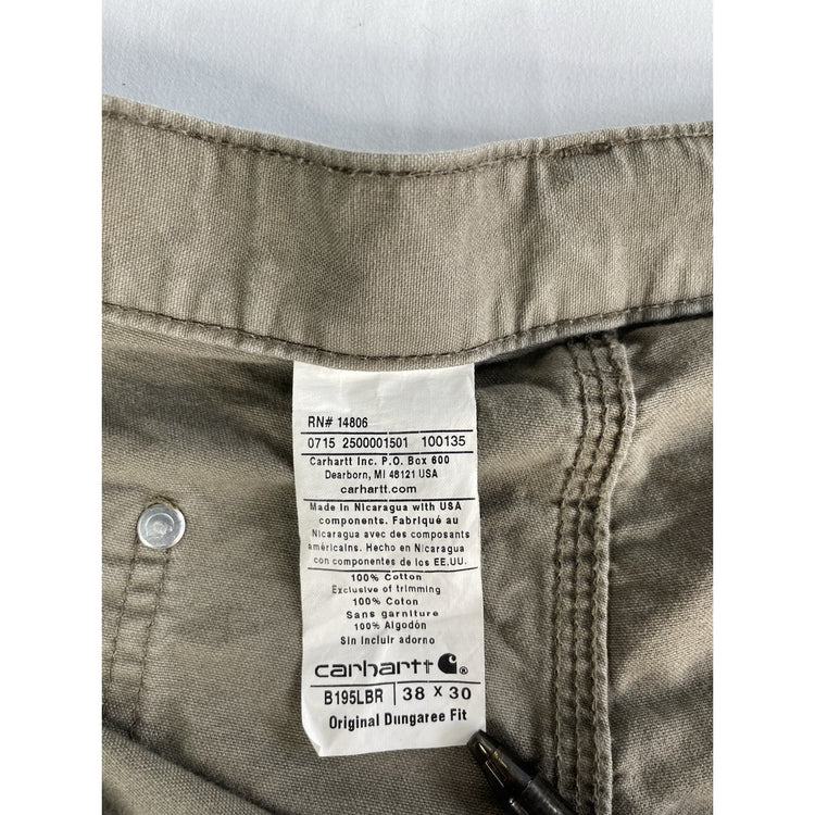 Mens Carhartt Brown Double Knee Carpenter Pants Size 38x30